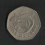 monedas de America - Barbados -  Pez volador./ reverso.