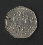 monedas de America - Barbados -  Pez volador./ anverso.