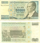 monedas de Asia - Turqu�a -  50000 liras turcas