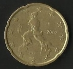 monedas de Europa - Italia -  EURO CENT - UMBERTO BERLUSCONI (POSTERIOR)