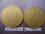 monedas de America - Colombia -  100,oo Pesos (Anv)- Rep. de Colombia, Escudo de Armas (rev.)