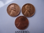 monedas de America - Estados Unidos -  Monedas de 1 Cent 1957,1966 y 2010 (anv.)