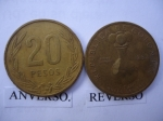 monedas de America - Colombia -  20 pesos- poporo Quinbaya museo del oro.