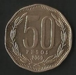 monedas de America - Chile -  MONEDA DE CHILE CINCUENTA PESOS - FRONTAL