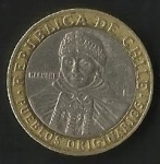 monedas de America - Chile -  MONEDA DE CHILE CIEN PESOS - PUEBLOS ORIGINARIOS - POSTERIOR