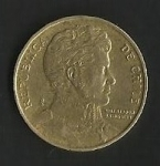 monedas de America - Chile -  MONEDA DE CHILE DIEZ PESOS - BERNARDO OHIGGINS - POSTERIOR