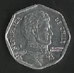 monedas de America - Chile -  MONEDA DE CHILE UN PESO - BERNARDO OHIGGINS - POSTERIOR