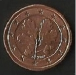 monedas de Europa - Alemania -  MONEDA UN EURO CENT - POSTERIOR