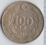 monedas de Asia - Turqu�a -  100 Liras