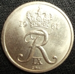 monedas de Europa - Dinamarca -  1961 (Anverso)