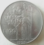 monedas de Europa - Italia -  1956 (Reverso)