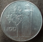 monedas de Europa - Italia -  1961 (Reverso)