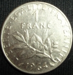 monedas de Europa - Francia -  1964 (Reverso)