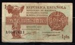 monedas de Europa - Espa�a -  Anverso de billete de 1 peseta de República  Española