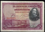 monedas de Europa - Espa�a -  Anverso de billete de 50 pesetas.
