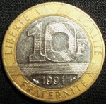 monedas de Europa - Francia -  1991 (Reverso)