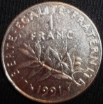 monedas de Europa - Francia -  1991 (Reverso)