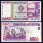 monedas de America - Per� -  5000 intis