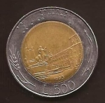 monedas de Europa - Italia -  Plaza del Quirinale  500 Liras anverso