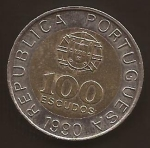 monedas de Europa - Portugal -  República Portuguesa 100 Escudos  1990 anverso