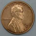 monedas de America - Estados Unidos -  1982 - D one cent