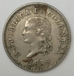 monedas de America - Colombia -  1886- 5 centavos