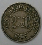 monedas de America - Colombia -  1886 - 2 2/5 centavo
