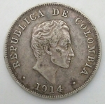 monedas de America - Colombia -  1914 plata 50 centavos