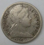 monedas de America - Colombia -  1947 error 2 centavos