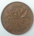 monedas de America - Canad� -  1969 - 1 cent