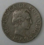 monedas de America - Colombia -  1969 -10 centavos
