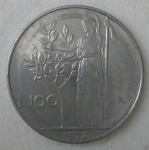 monedas de Europa - Italia -  1972 - L 100