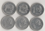 monedas de America - M�xico -  LOTE DE 6 MONEDAS DE $10.00 HIDALGO 1985-1990