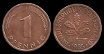 monedas de Europa - Alemania -  Alemania 1 Pfennig (A, D, F, G, J) 1985 km105