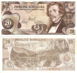 monedas de Europa - Austria -  Austria: 20 Schilling  Jun 02,1967 P-142a.1