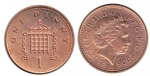 monedas de Europa - Reino Unido -  One Penny