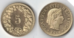 monedas de Europa - Suiza -  5 centimos suizos