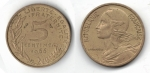 monedas de Europa - Francia -  5 CENTIMES