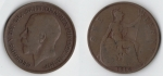 monedas de Europa - Reino Unido -  one penny