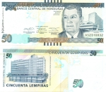 monedas de America - Honduras -  JUAN  MANUEL  GALVEZ  DURÓN  Y  EDIFICIO  DE  BANADESA.